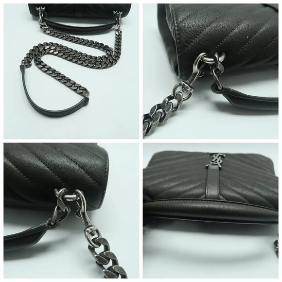 SAINT LAURENT College Black Leather Satchel 1230-032825 - Picture 7 of 12